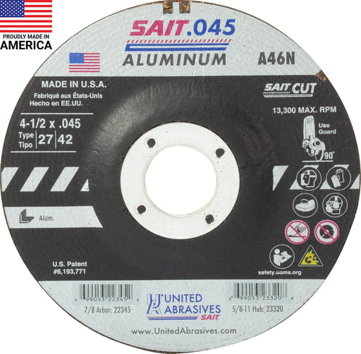 United Abrasives - Sait 22345 4-1/2" x 0.045" Aluminum Cutting Wheel - Image 1