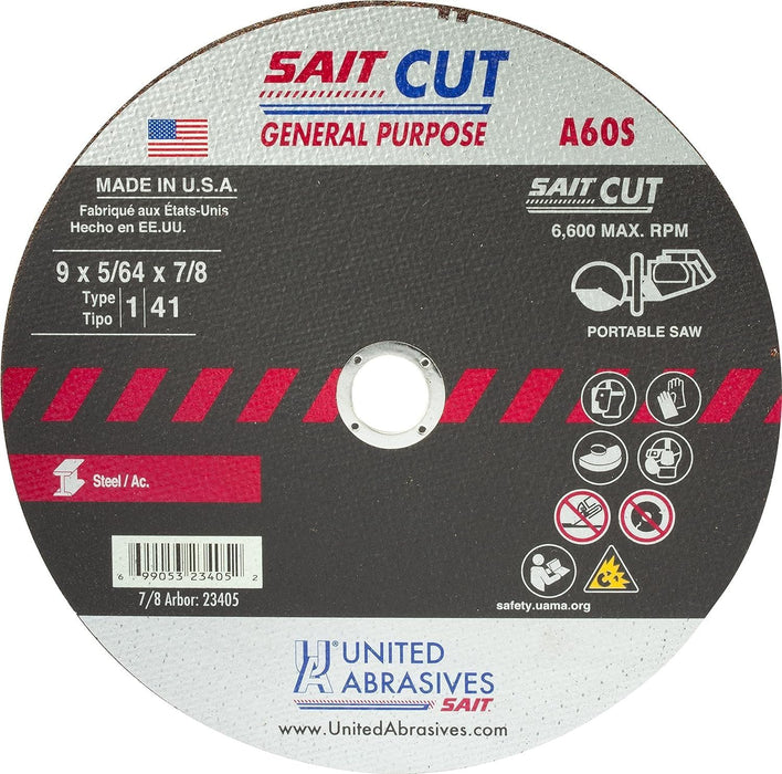 United Abrasives - Sait 23405 9" x 5/64" General Purpose Portable Saw Blade - Image 1