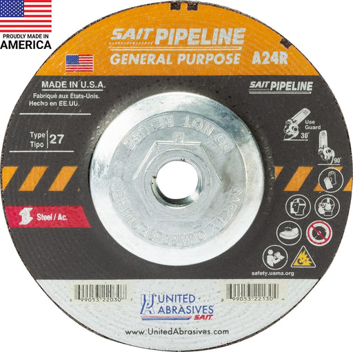 United Abrasives - Sait 22052 7" x 1/8" General Purpose Pipeline Wheel - Image 1