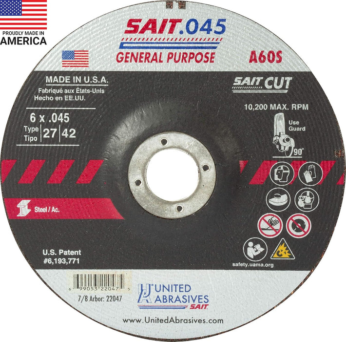 United Abrasives - Sait 22047 6" x 0.045" General Purpose Cutting Wheel - Image 1