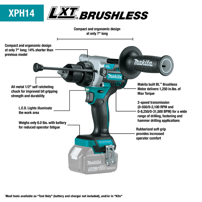 Makita XT297T 18V LXT Brushless Cordless 2-Tool Combo Kit - Image 6