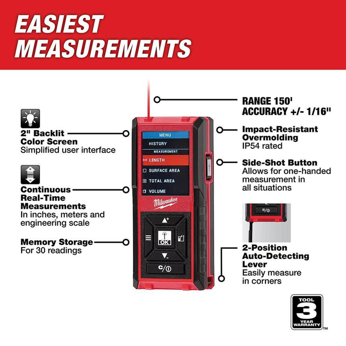 Milwaukee 48-22-9802 150' Laser Distance Meter - Image 2