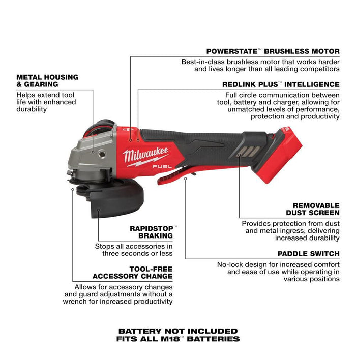 Milwaukee 2888-20 M18 FUEL 4-1/2" / 5" Grinder Paddle Switch (Tool Only) - Image 2