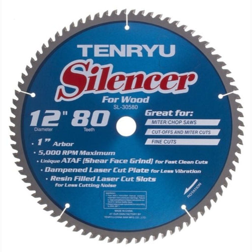 Tenryu SL-30580 Silencer-Series 12" Miter Saw Blade - Image 1