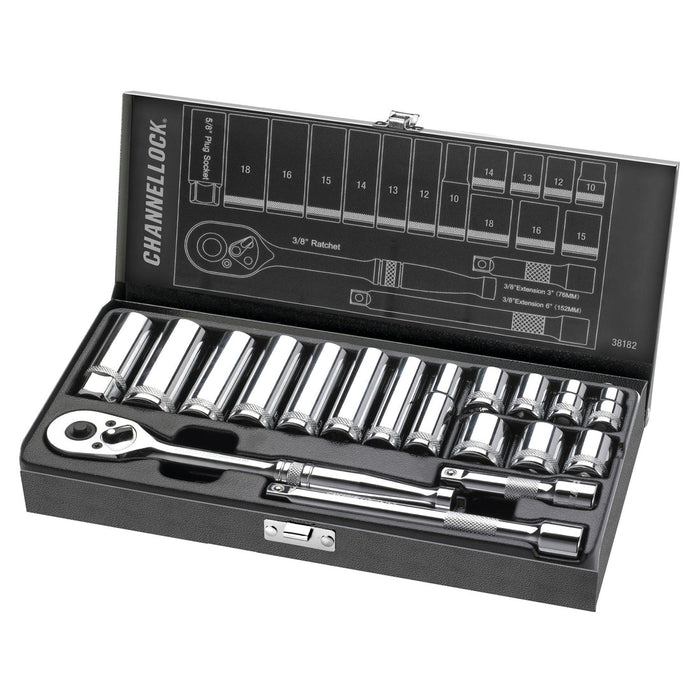 Channellock 38182 18 Piece 3/8" Drive Metric Socket Set - Image 1